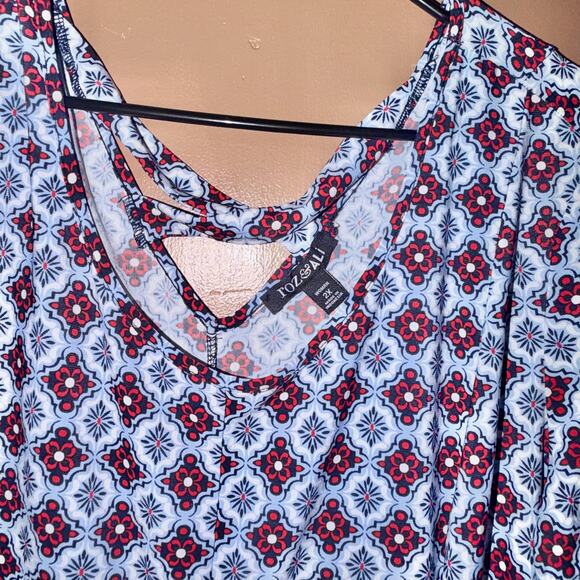 Roz & Ali Women's Blouse Purple Graphic Boho Floral Top - Size 2XL - Picture 2 of 8